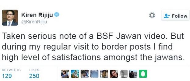 Taken serious note of a BSF Jawan video. But during my regular visit to border posts I find high level of satisfactions amongst the jawans.