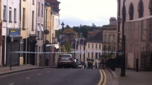 Scene of the security alert in Omagh