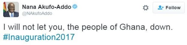 Nana Addo Dankwa Akufo-Addo, President of the Republic of Ghana, tweeted that he would not let his people down