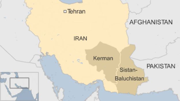 Map showing Iran