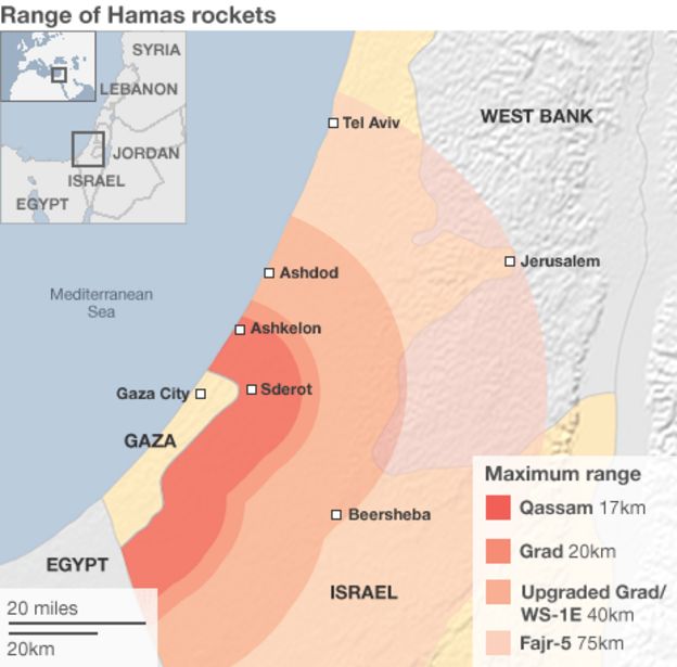 Map showing potential range of rocket attacks from Gaza Map Uk Gaza Map Uk Gaza Map showing potential range of rocket attacks from Gaza