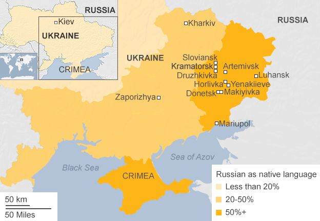 Russian speaking areas of the Ukraine