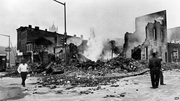 Aftermath of riots on 7th St NW, Washington DC, 1968