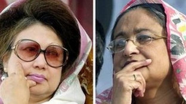 BNP leader Khaleda Zia (left) and Awami League leader Sheikh Hasina