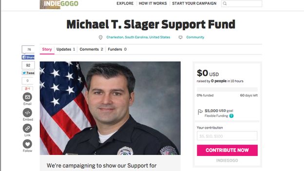 Indiegogo campaign for Michael Slager screen grab