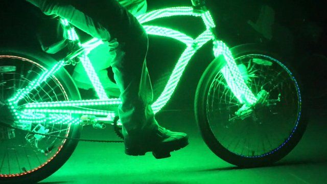 Bicycles Lighting The Night In Venice Beach Bbc News 