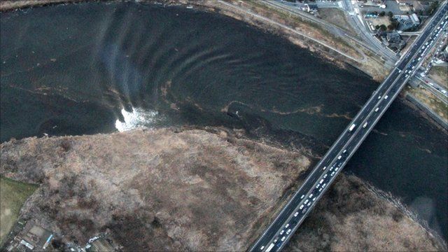 Aerial view of Japan's tsunami