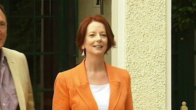 Julia Gillard speaks to the media.