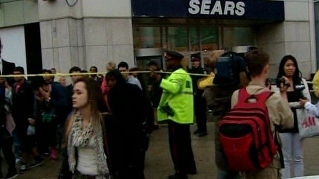 Crowds at Eaton Centre