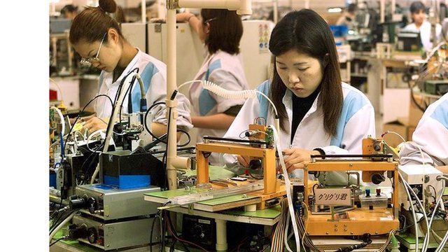 Factory workers in Japan