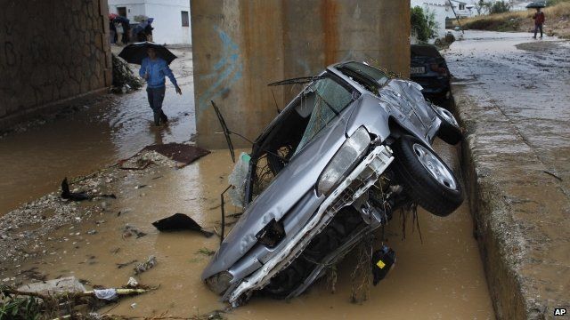 Car damaged in floods