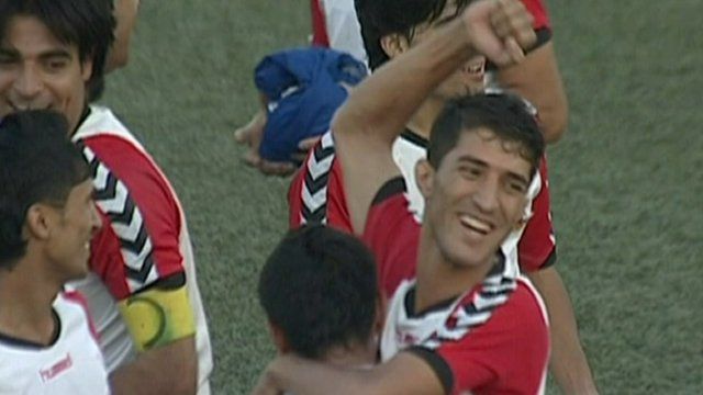 Players celebrating victory