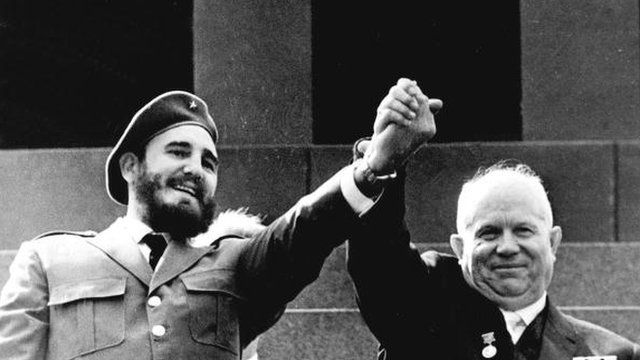 Fidel Castro and Nikita Khrushchev