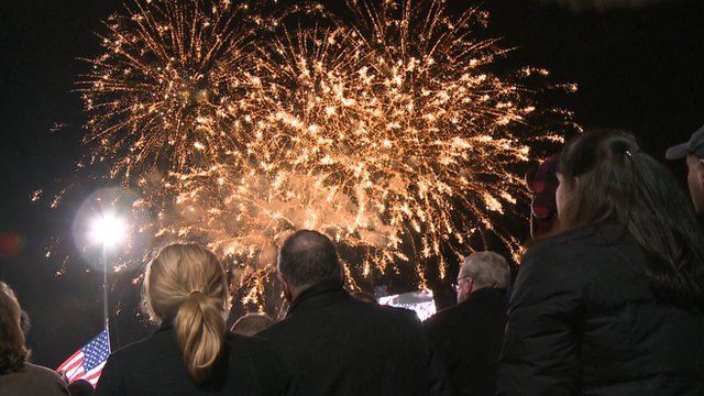 Fireworks at Romney rally