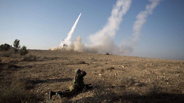 Israeli missile launched from the Iron Dome system