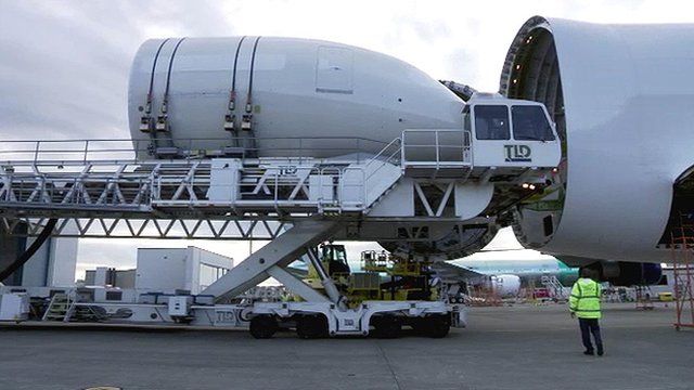 Nose cone being unloaded