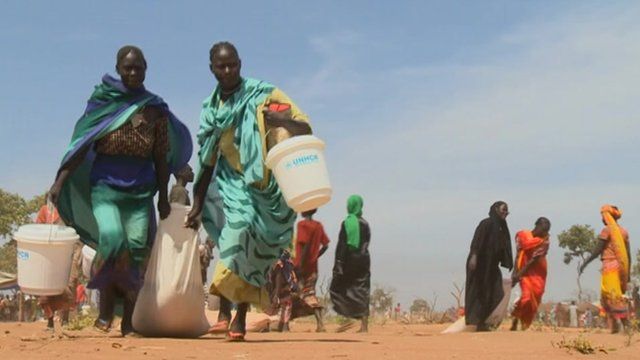 Women in a refugee camp