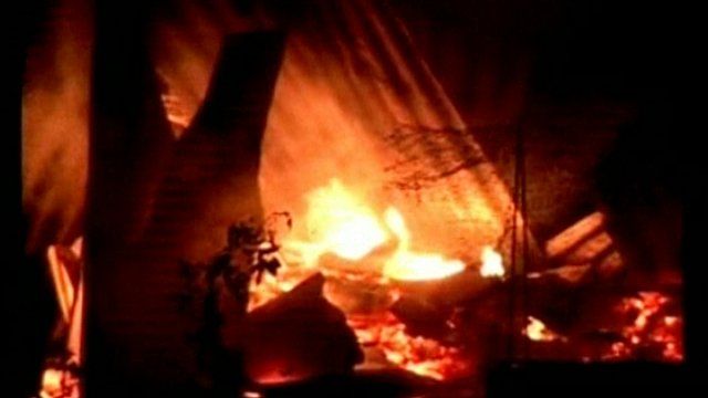 Fire rages