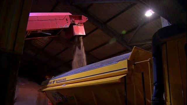 Gritter being loaded with salt