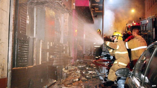 Fire crew outside the club