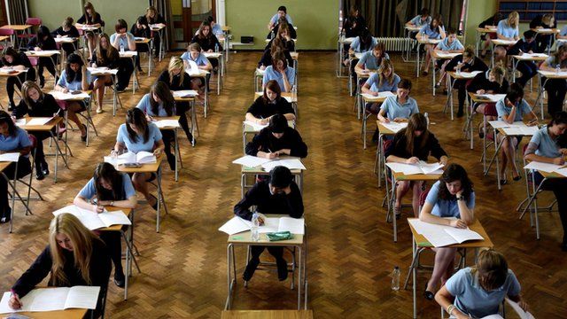 pupils in exam hall