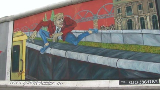 Mural on eastern "death zone" side of Berlin Wall