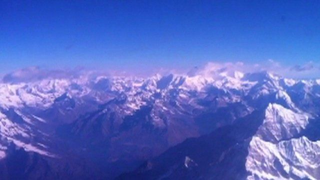 The view from the flight over Mt Everest