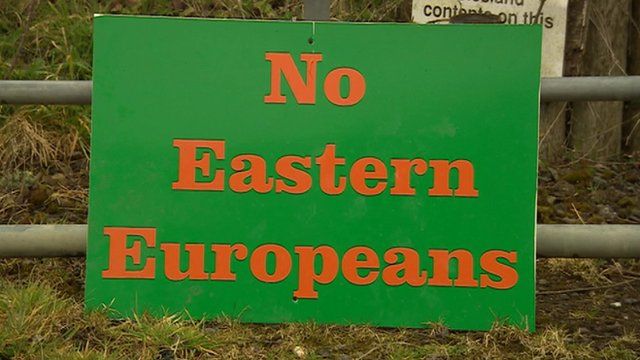 Sign reading 'No Eastern Europeans'