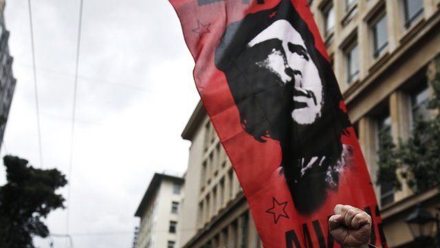 Flag bearing an image of Cuban revolutionary leader Che Guevara