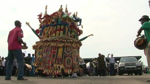 Performers at a celebration of Chinua Achebe's life