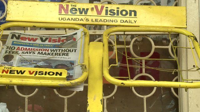 A newspaper stand in Kampala