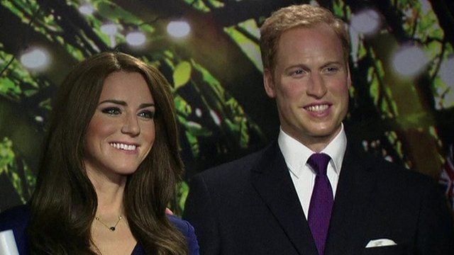 Waxwork models of the Duke and Duchess of Cambridge