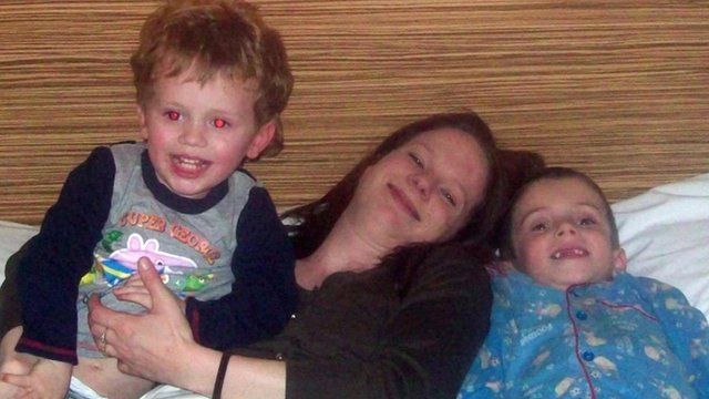 Katherine Hooper and her sons Joshua, five, and two-year-old Samuel