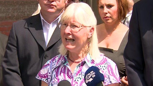 Maureen Greaves speaking to reporters after the verdict
