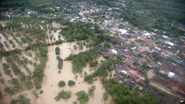 Aerial view of floods in San Jeronimo
