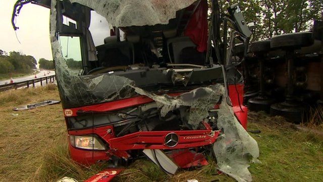 The coach involved in the crash