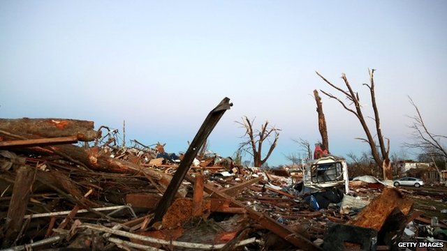 Debris after the tornado in Washington, Illinois