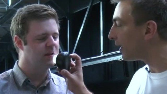 BBC reporter Dave Lee having his spot scanned