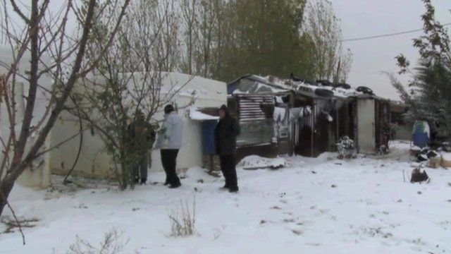 Syrian refugees are living in informal settlements consisting of 'shacks' made of corrugated iron and scrap.