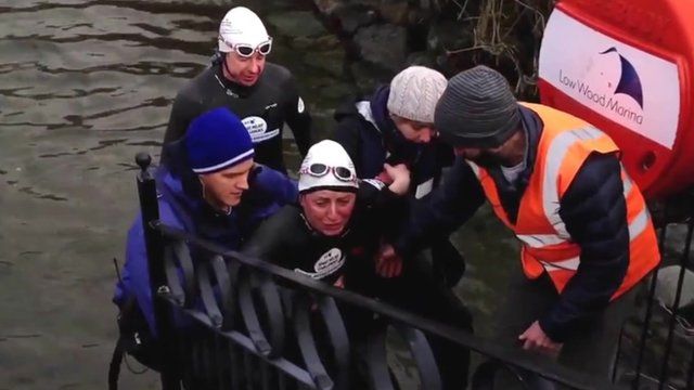 Davina McCall completing her challenge