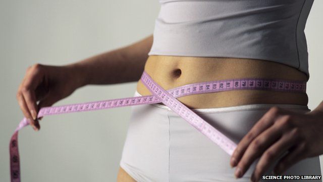 Woman measuring waist