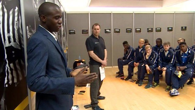 Fabrice Muamba talking to youths