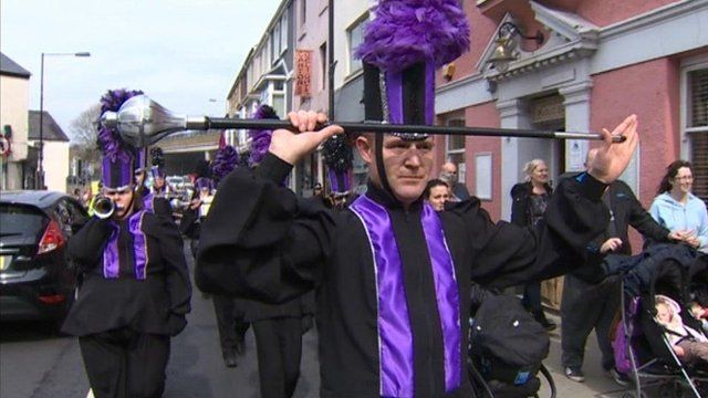 Marchers at the parade in Bridgend