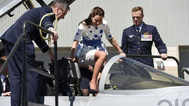 The Duchess of Cambridge in a jetfighter aircraft