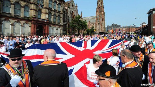 Orange Order parade in north Belfast last year
