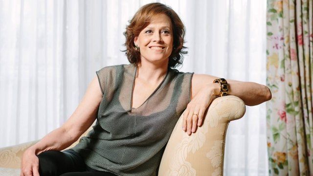 Sigourney Weaver poses at The Peninsula Hotel during press day for the Alien video game and 35th anniversary release on Sunday, June 1, 2014, in Beverly Hills, Calif.