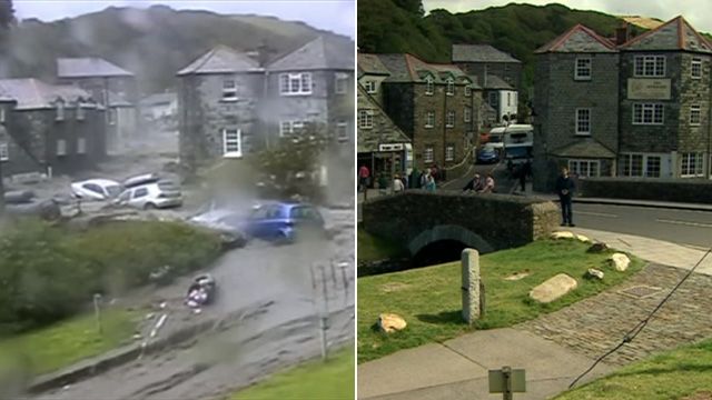 Boscastle seen in 2004 and 2014