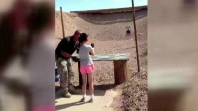 Footage of the girl at the shooting range before the accident