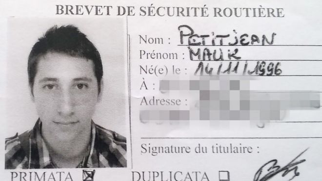 Abdel Malik Petitjean's driver's licence