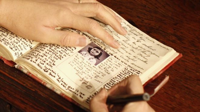 A detail of Anne Frank's diary at Madame Tussaud's Berlin